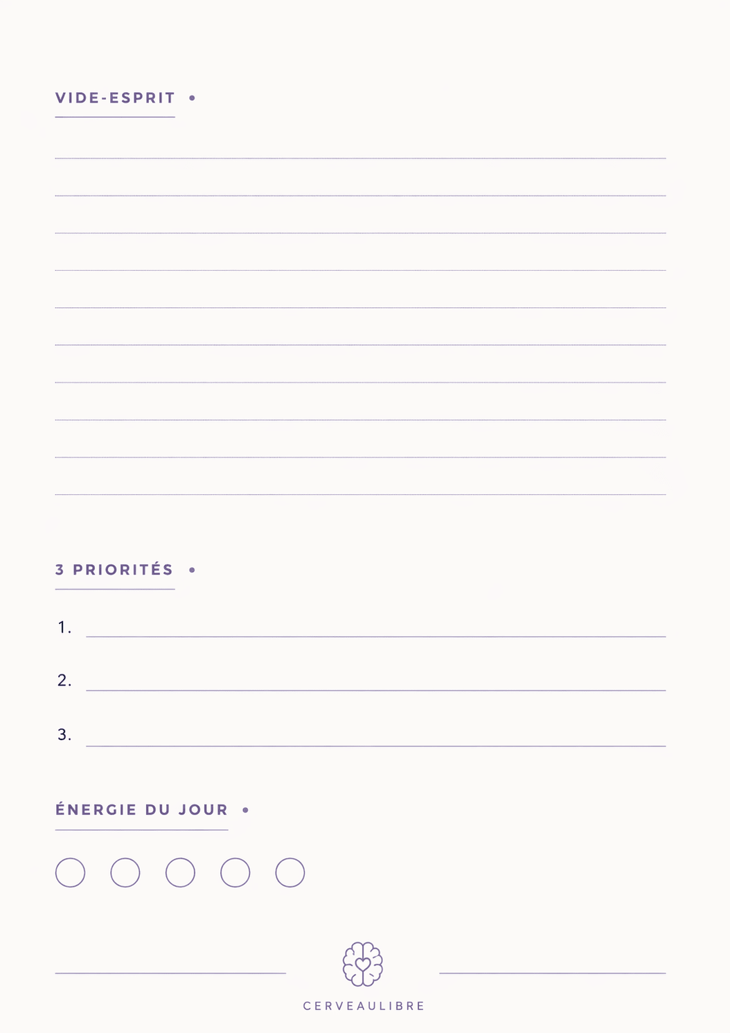 Carnet Brain Dump TDAH - CerveauLibre