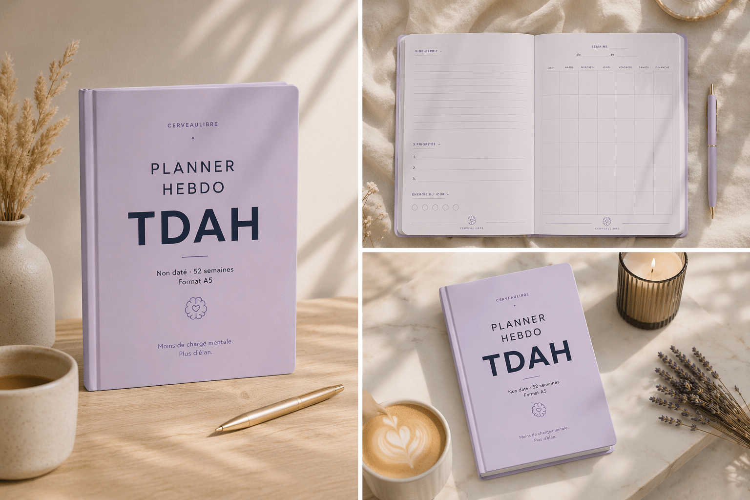 Planner Hebdo TDAH A5 Non Daté - CerveauLibre