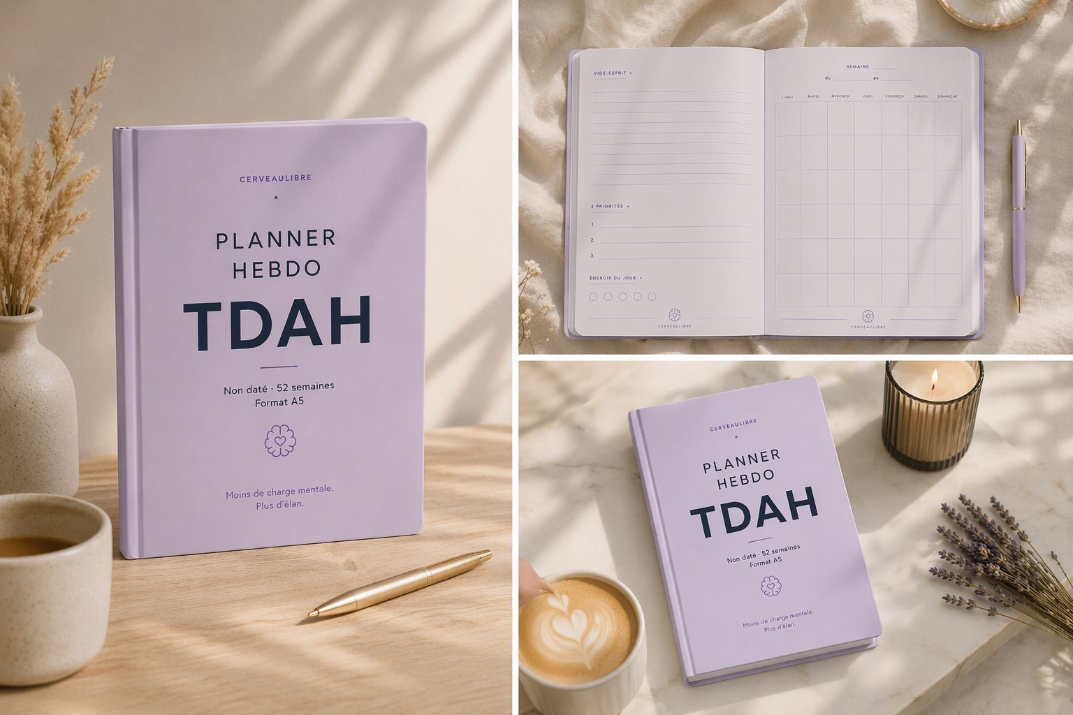 Planner Hebdo TDAH A5 non daté - CerveauLibre