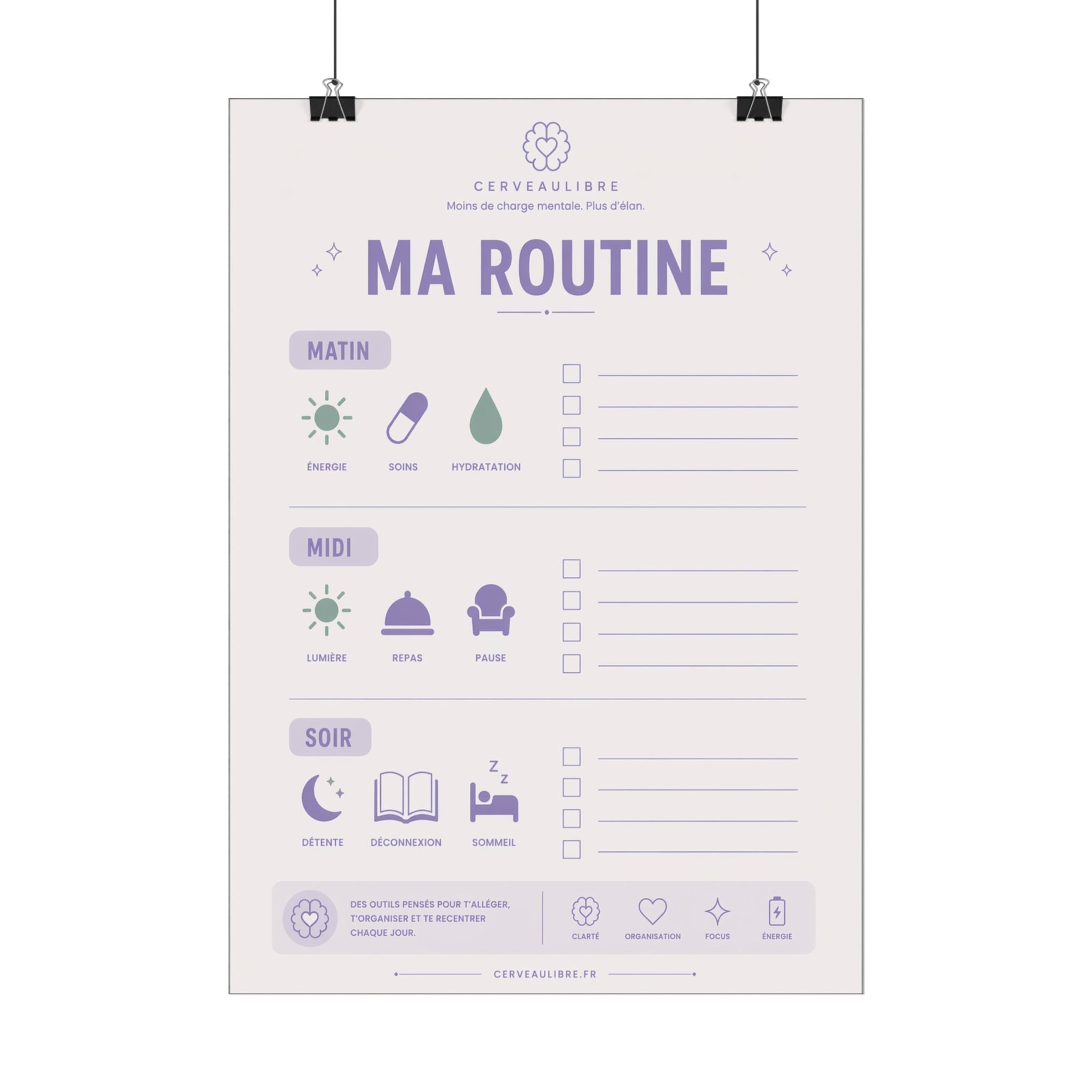 Poster Routine Visuelle TDAH 30 x 40 cm - CerveauLibre