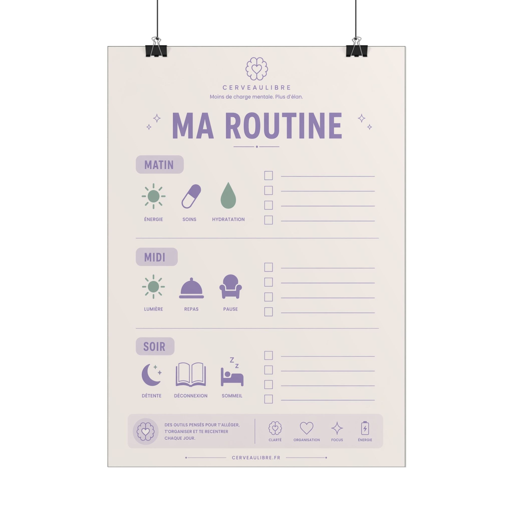 Poster Routine Visuelle TDAH 30 x 40 cm - CerveauLibre